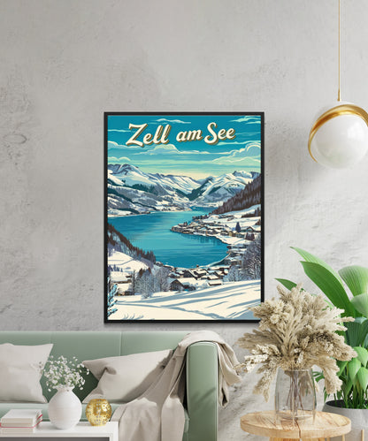 Zell am See Vintage Travel Poster - Winter Austria’s Lakeside Jewel