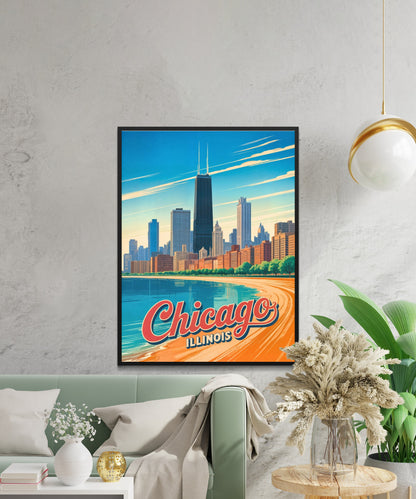 Chicago Vintage Travel Poster - City of Big Shoulders