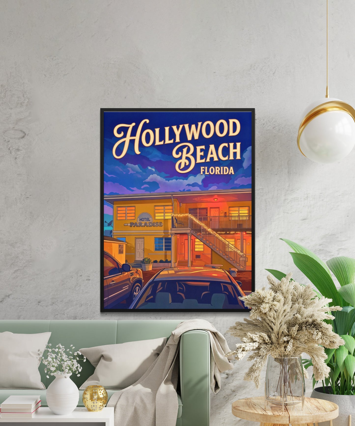 Hollywood Beach Vintage Travel Poster - Florida Beach Hotel
