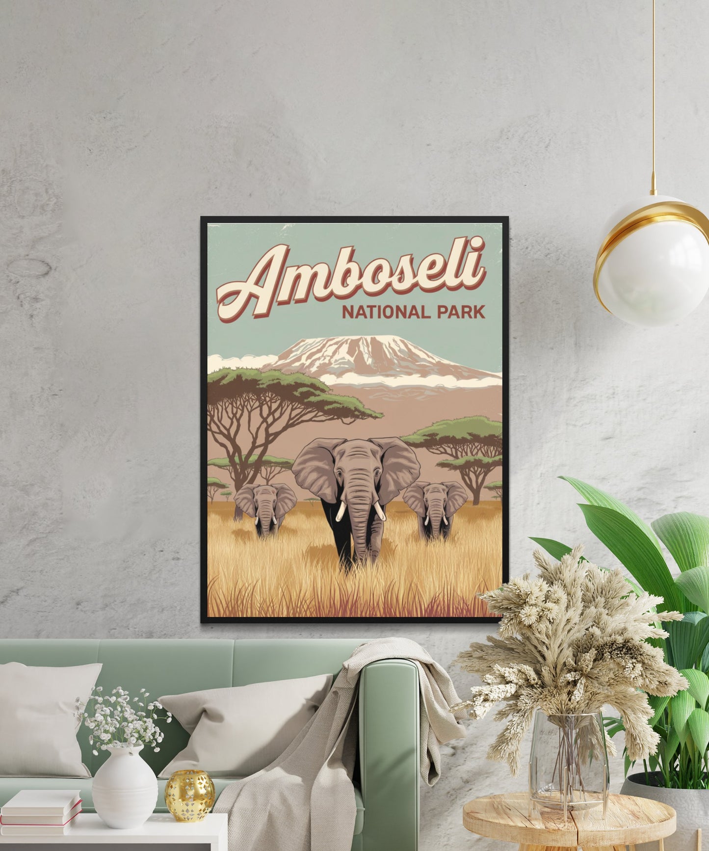 Amboseli National Park Vintage Travel Poster - Wildlife Paradise