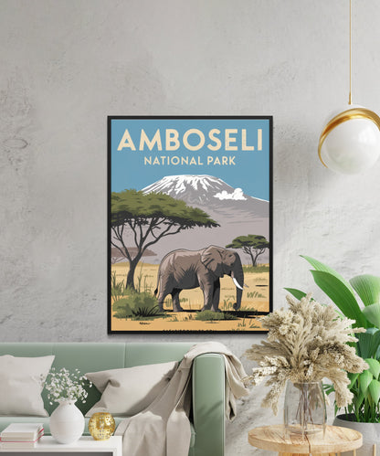 Amboseli National Park Vintage Travel Poster - Majestic Landscapes