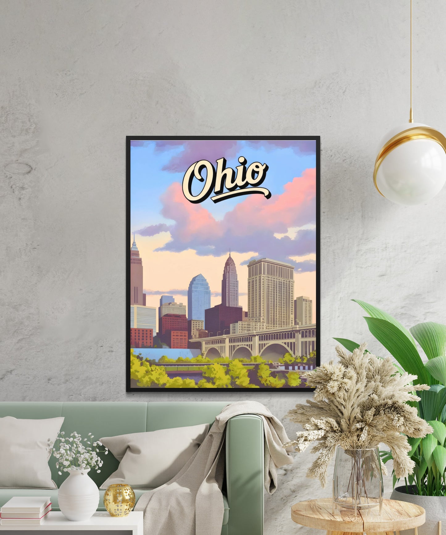 Ohio Vintage Travel Poster - Charming Skyscrapers