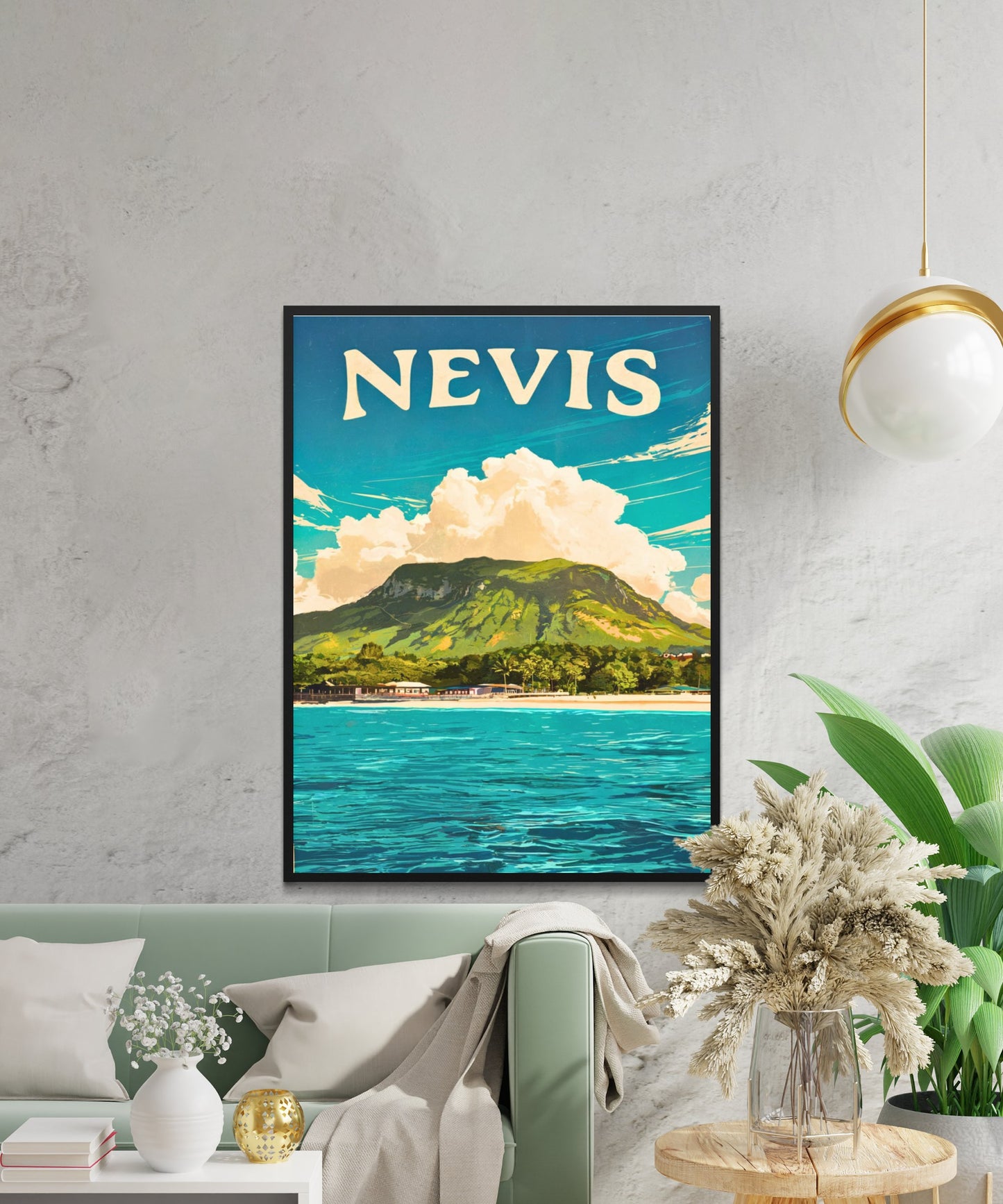 Nevis Vintage Travel Poster - Captivating Island life in Caribbean