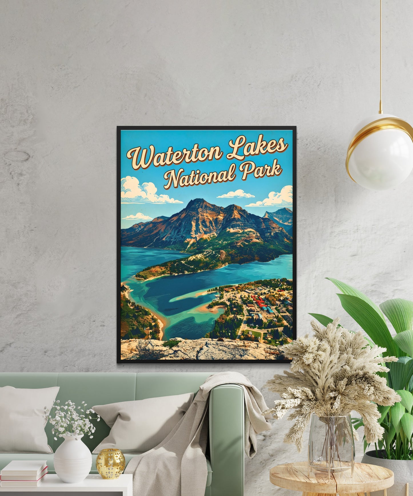Waterton Lakes National Park Vintage Travel Poster- Sapphire Waters