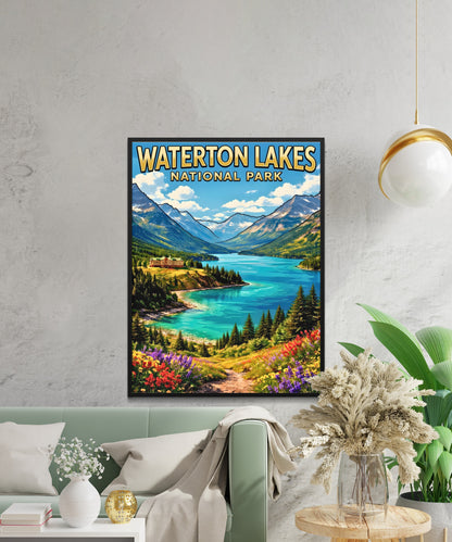 Waterton Lakes National Park Vintage Travel Poster - Light and Wind