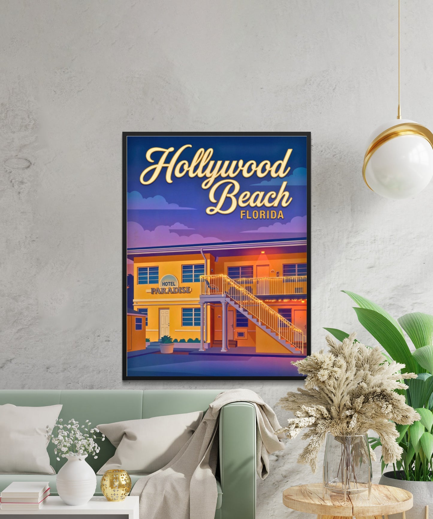 Hollywood Beach Vintage Travel Poster - Vacation at Hotel Paradise Florida