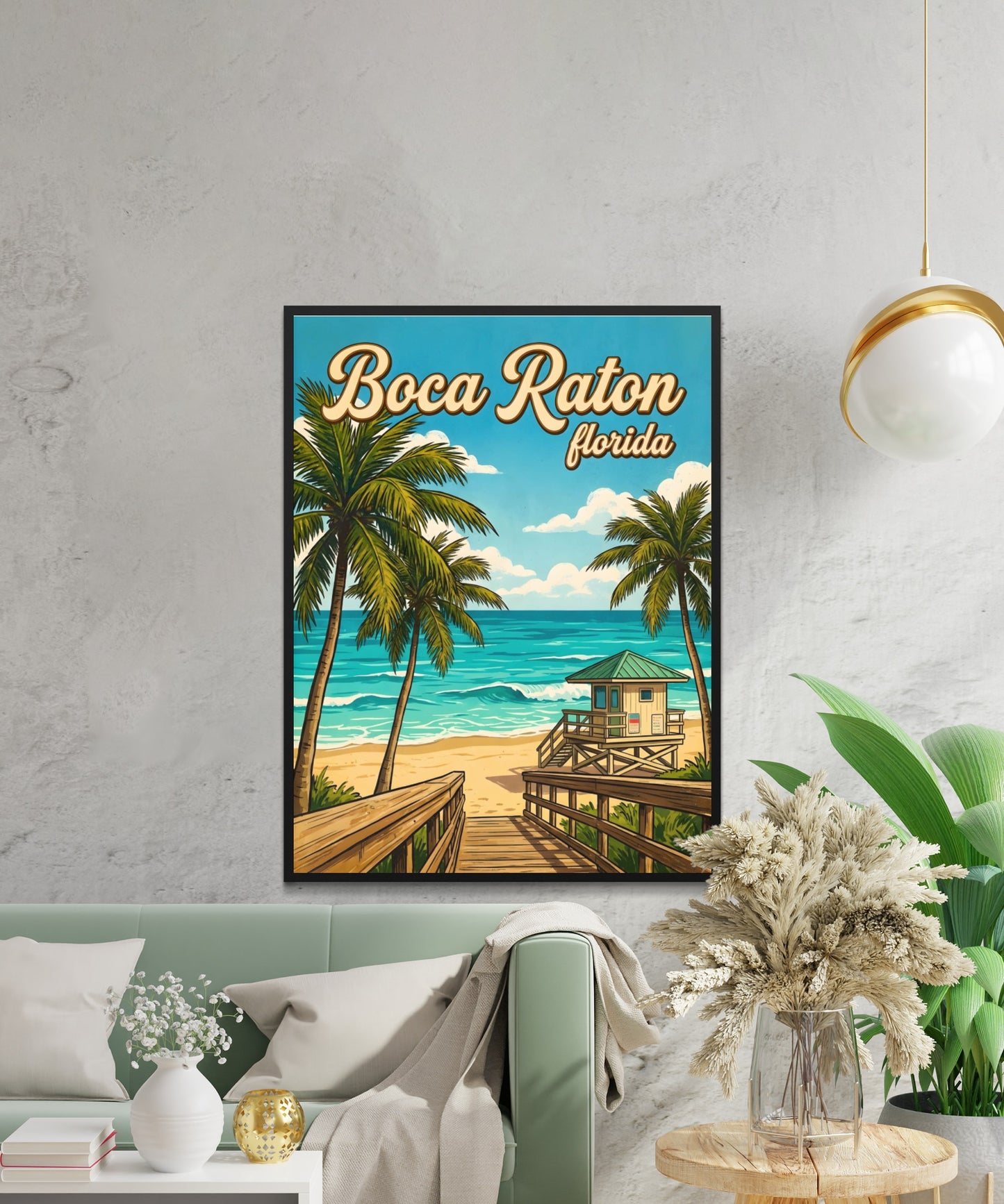 Boca Raton Vintage Travel Poster -Atlantic Blue Dreams
