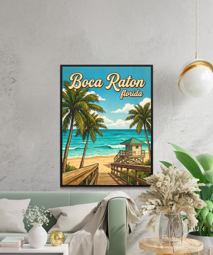 Boca Raton Vintage Travel Poster -Atlantic Blue Dreams