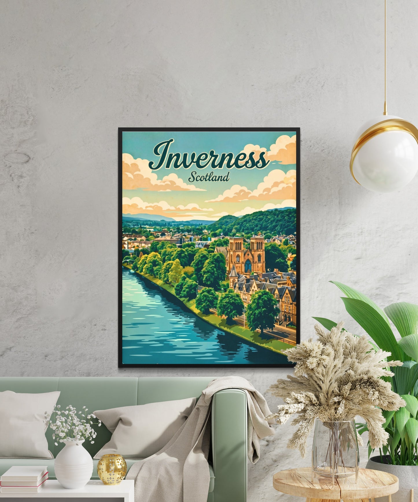 Inverness Vintage Travel Poster - Riverside Scotland