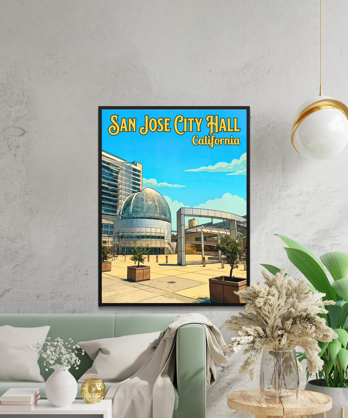 San Jose City Hall Vintage Travel Poster - California Civic Landmark