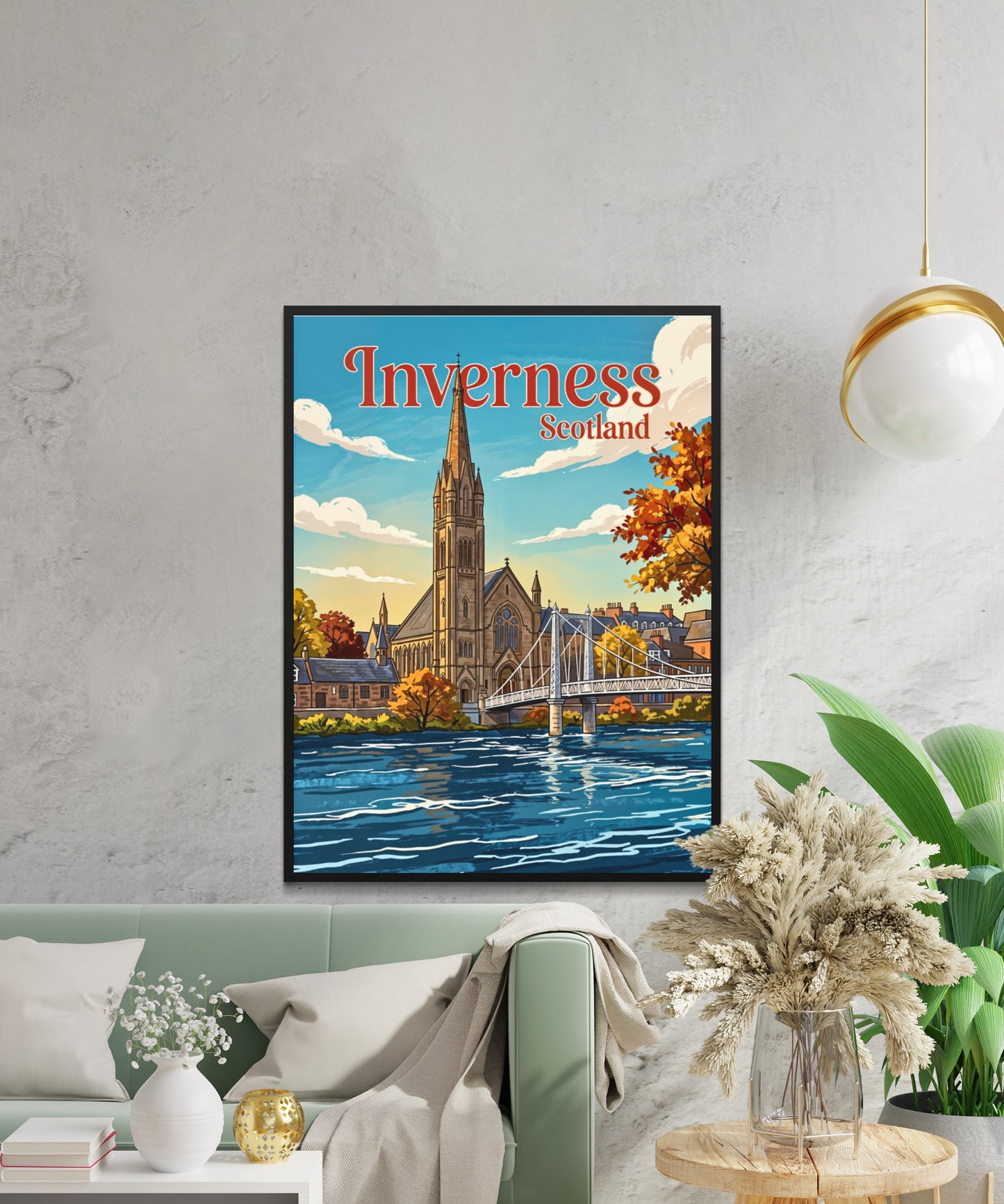 Inverness Vintage Travel Poster - Scottish Riverfront