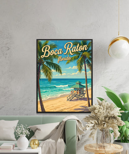 Boca Raton Vintage Travel Poster- Coastal Charm