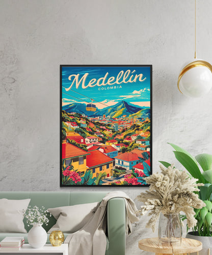Medellín Vintage Travel Poster - The Stunning Landscape Spirit of Colombia