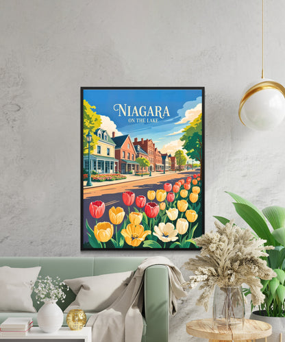 Niagara-on-the-Lake Vintage Travel Poster - Queen Street in Bloom
