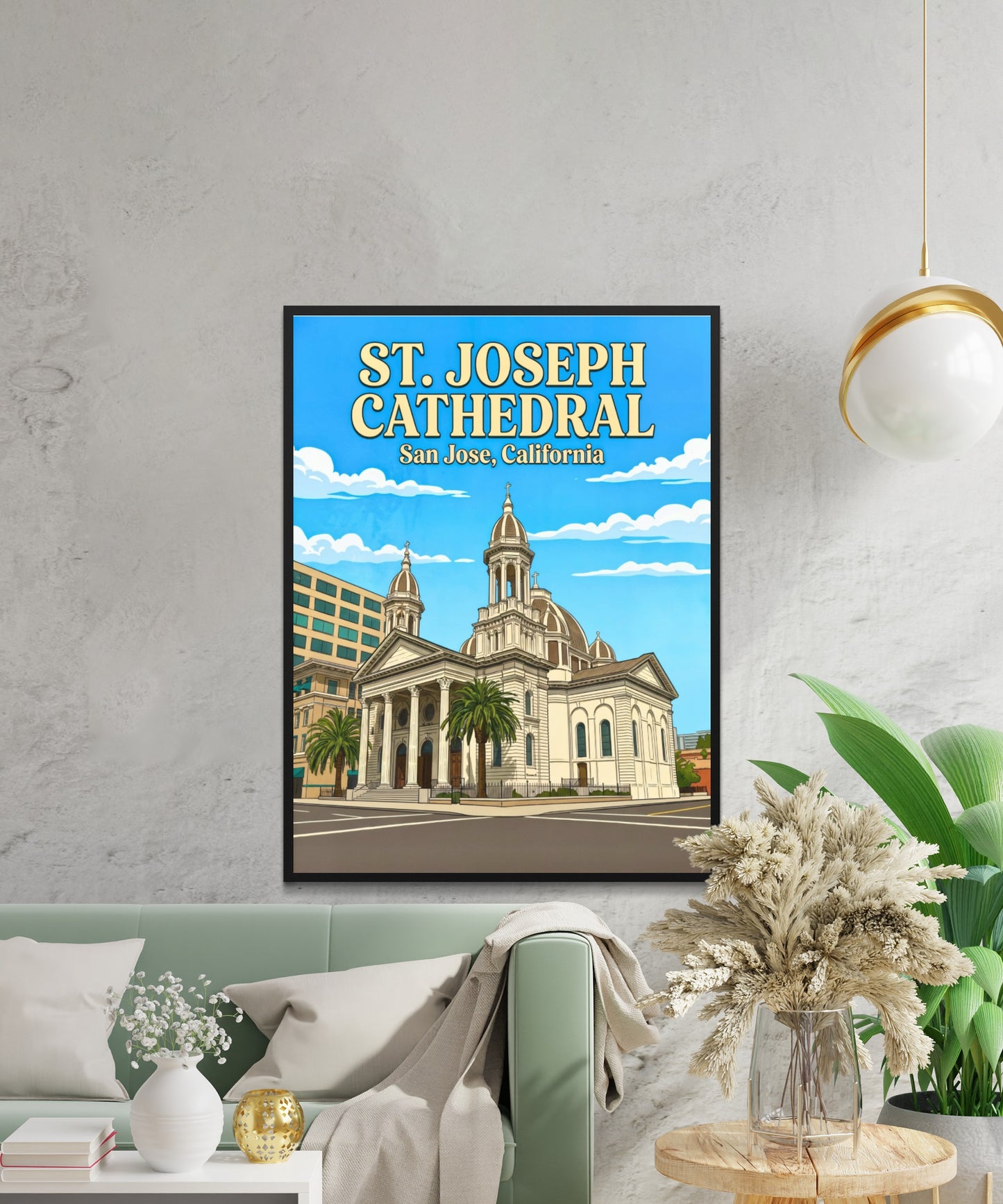 St. Joseph Cathedral Vintage Travel Poster -  Sacred Heart of San Jose