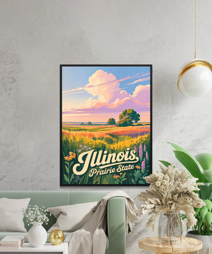 Illinois Vintage Travel Poster - Captivating Fields