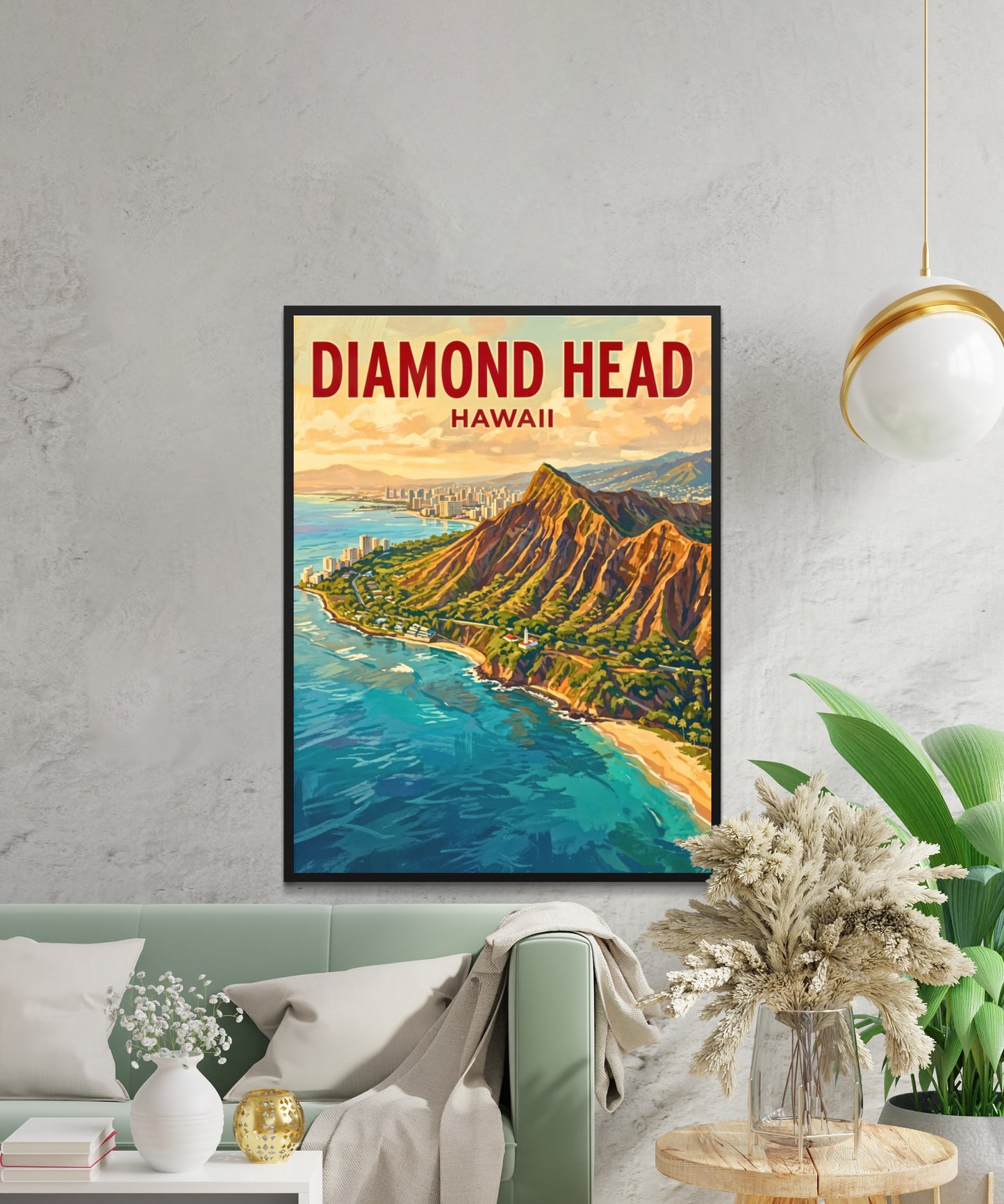 Diamond Head Crater Vintage Travel Poster