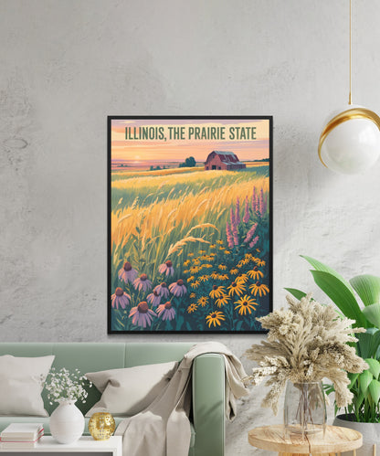 Illinois Vintage Travel Poster - Explore the Heartland