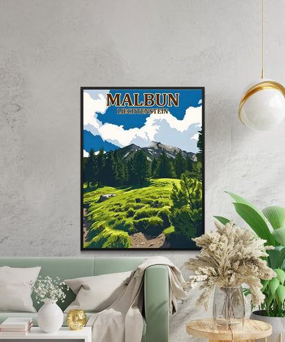 Malbun Vintage Travel Poster - Alpine Serenity