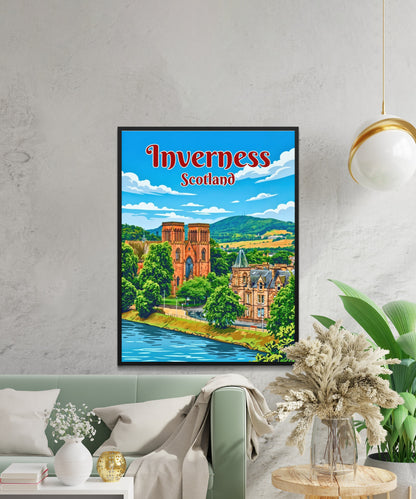 Inverness Vintage Travel Poster - Famous Church View