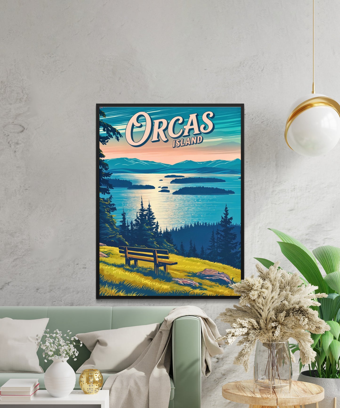 Orcas Island Vintage Travel Poster -  Captivating Island Sunset View