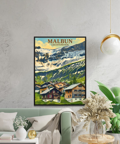 Malbun Vintage Travel Poster - Mountain Charm