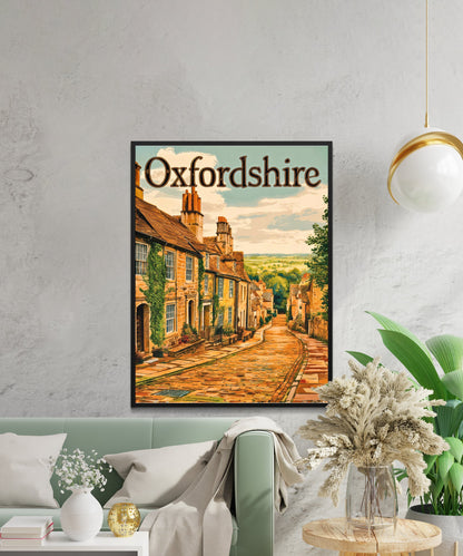 Oxfordshire Vintage Travel Poster - Captivating Countryside Street