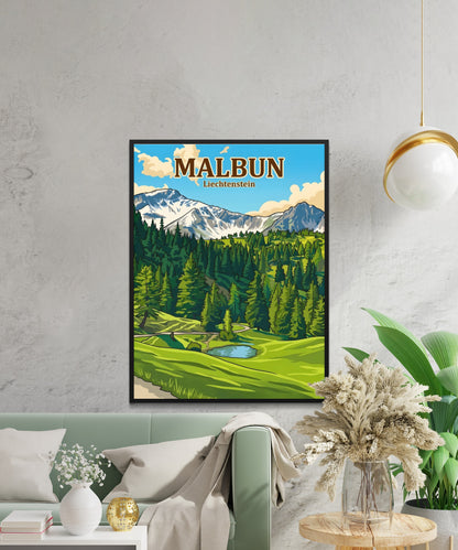 Malbun Vintage Travel Poster - Alpine Horizon