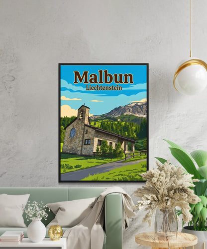 Malbun Vintage Travel Poster - Holiness in the Mountain