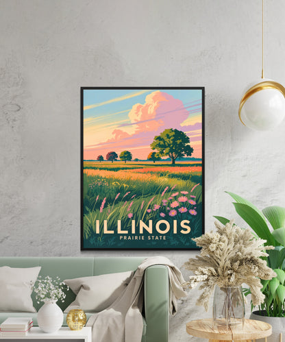 Illinois Vintage Travel Poster -  Land of the Prairie