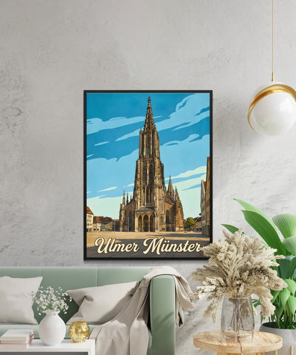 Ulmer Münster Vintage Travel Poster - Crown of Baden-Württemberg