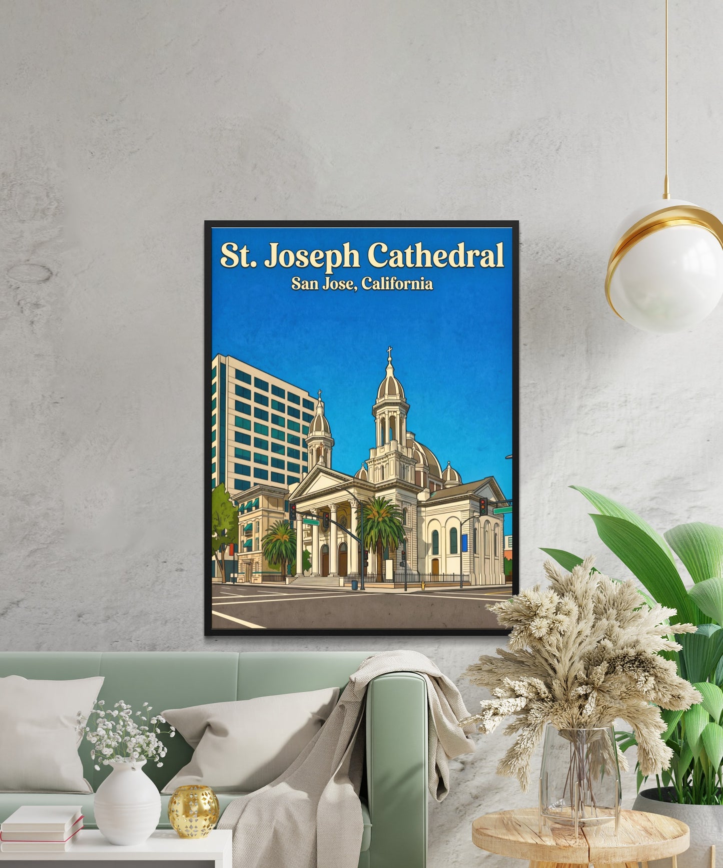 St. Joseph Cathedral Basilica Vintage Travel Poster -  California