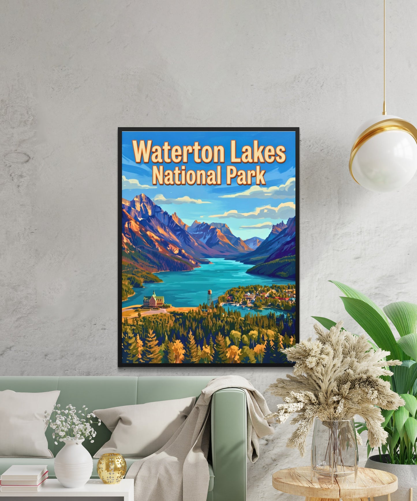 Waterton Lakes National Park Vintage Travel Poster - Lakes Beneath the Peaks