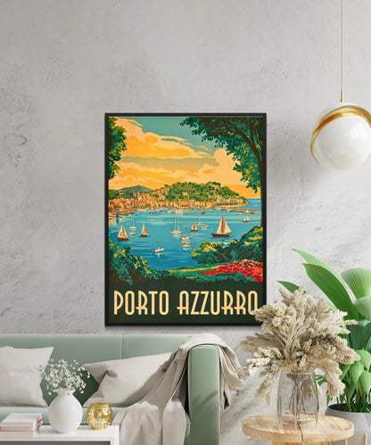 Porto Azzurro Vintage Travel Poster - Island by the Sea