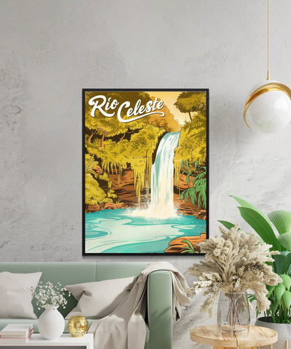 Rio Celeteste Vintage Travel Poster -  Enchanting Waters of Costa Rica