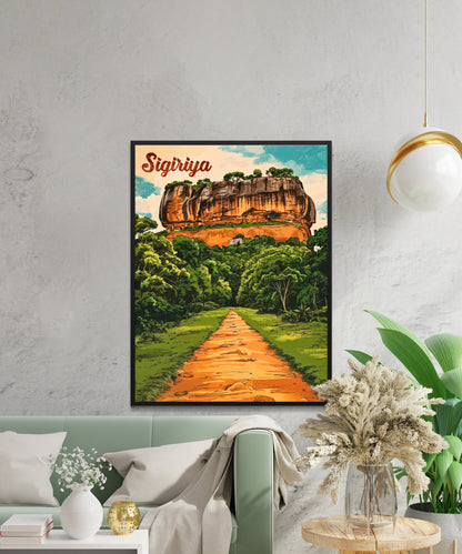 Sigiriya Vintage Travel Poster - The Lion Rock Fortress of Sri Lanka