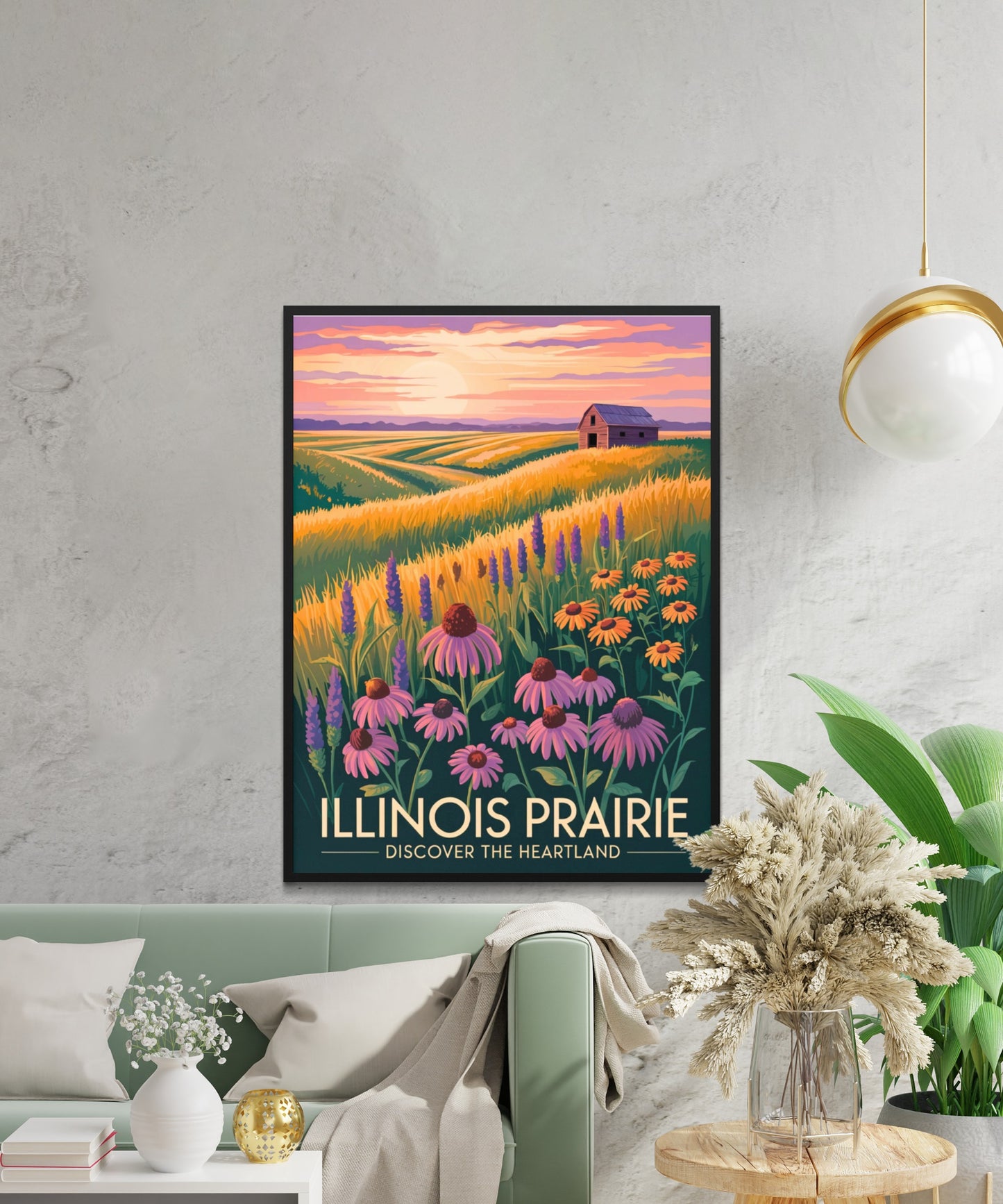 Illinois Vintage Travel Poster -  Sunlit Prairies