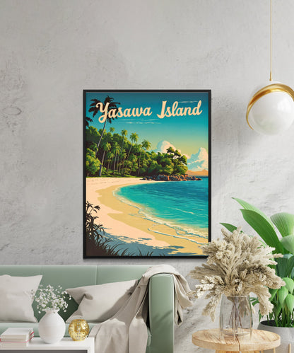 Yasawa Island Vintage Travel Poster - Stunning Island View an Archipelago in Fiji