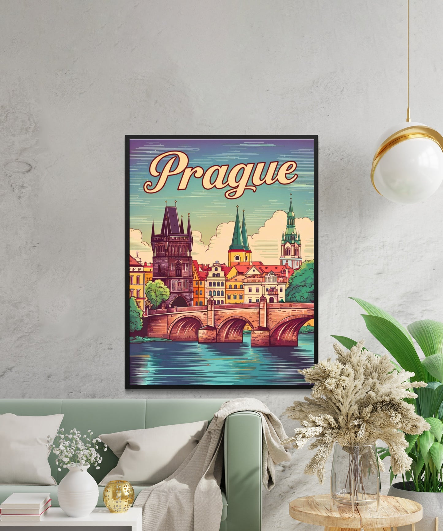 Prague Vintage Travel Poster - The City of a Hundred Spires