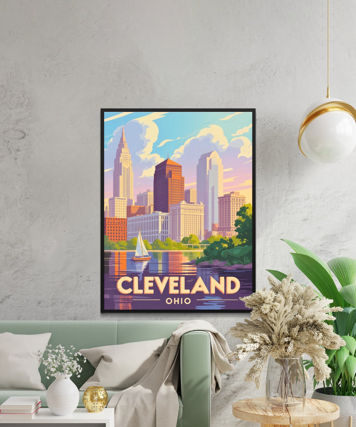 Cleveland Vintage Travel Poster - Captivating City Skyscrapers View