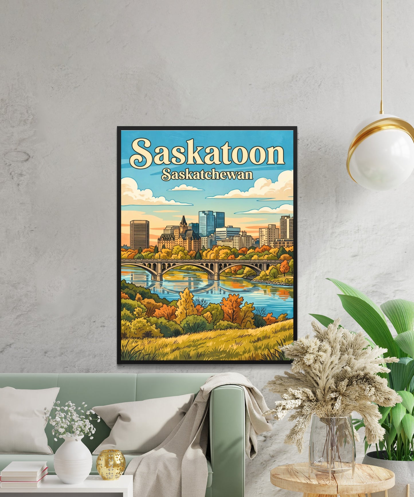 Saskatoon Vintage Travel Poster - Iconic Bridge