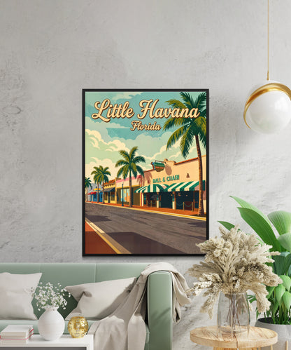 Little Havana Vintage Travel Poster -  Street View Miami, Florida