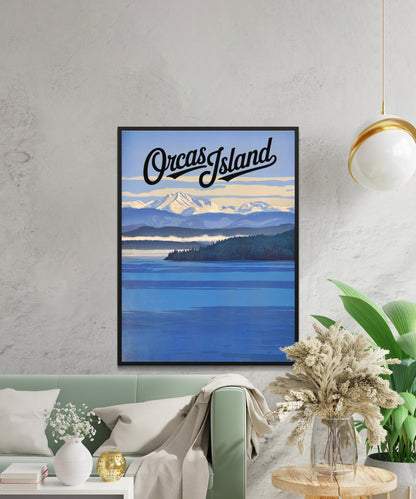 Orcas Island Vintage Travel Poster -  Mount Constitution View – Above the San Juans