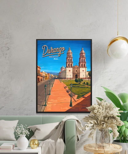 Durango Vintage Travel Poster - Where the Cathedral Rises