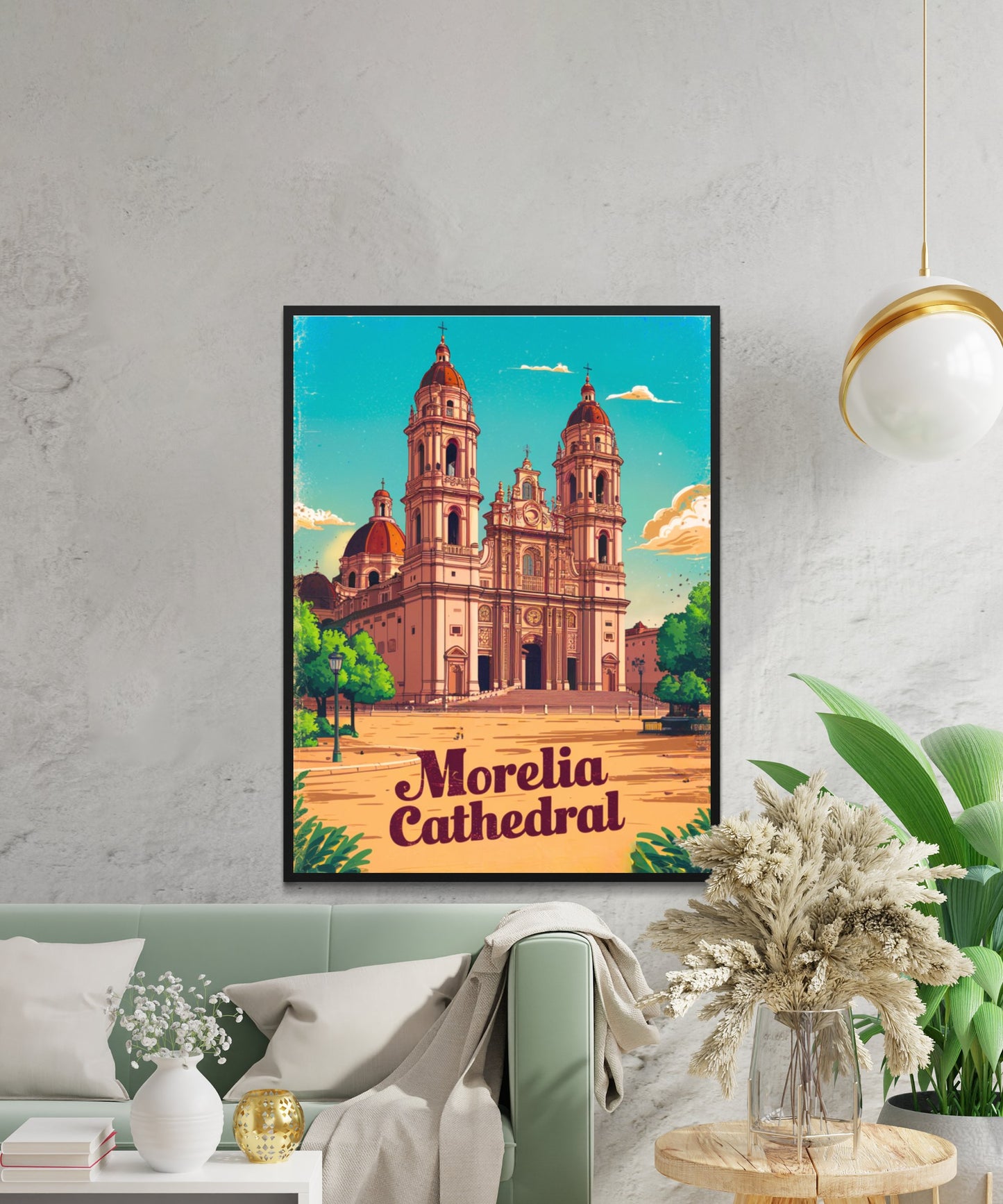 Morelia Cathedral Vintage Travel Poster