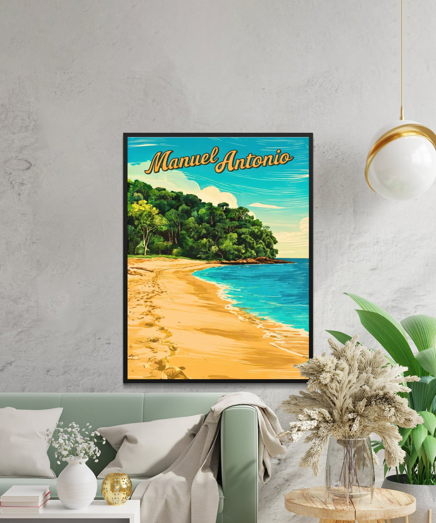 Manuel Antonio Vintage Travel Poster - Captivating Serene Beach, Costa Rica