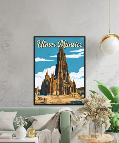 Ulmer Münster Vintage Travel Poster