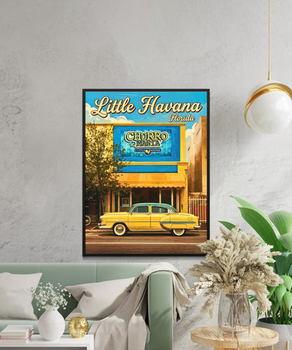 Little Havana Vintage Travel Poster -  Captivating Car on the Street