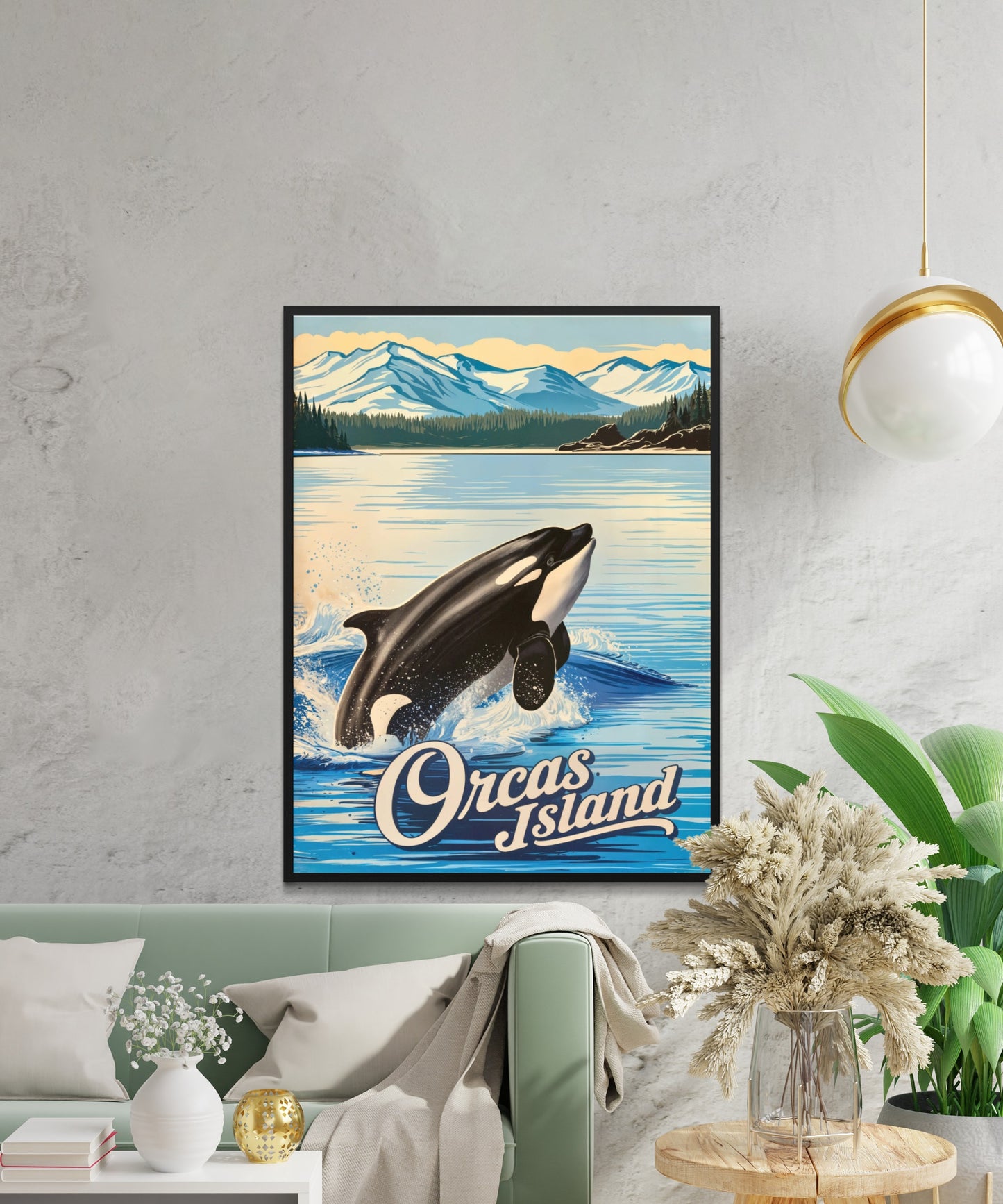 Orcas Island Vintage Travel Poster -  Where Whales Roam