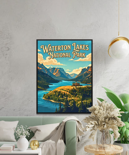 Waterton Lakes National Park Vintage Travel Poster- Northern Wilderness Escape